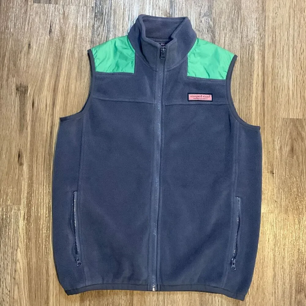 Vineyard Vines Fleece Vest Slate Blue Green Size XL 20 Kids Boys Jacket Outdoor